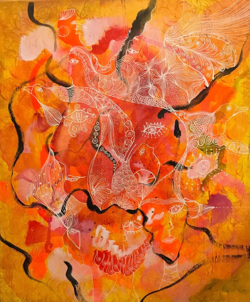 艳丽的火花 原画作品 - 海报/装饰画/版画 - 颜料 橘色