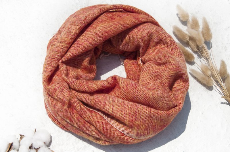 纯羊毛披巾/针织围巾/针织披巾/盖毯/纯羊毛围巾/羊毛披巾-橘子汁 - 围巾/披肩 - 羊毛 橘色