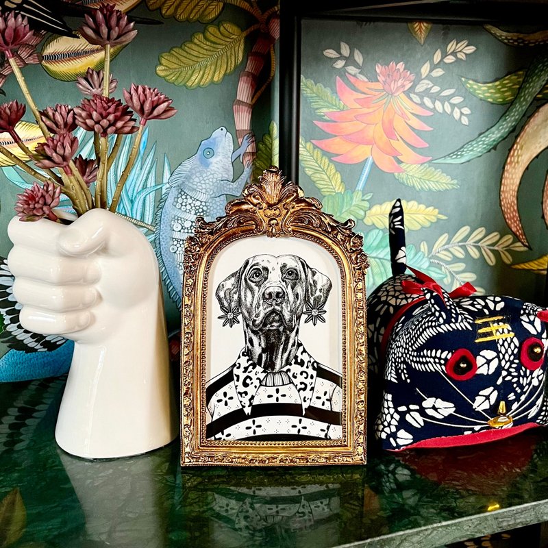 钢笔画艺术动物画复古相框内框狗 - 画框/相框 - 其他材质 金色