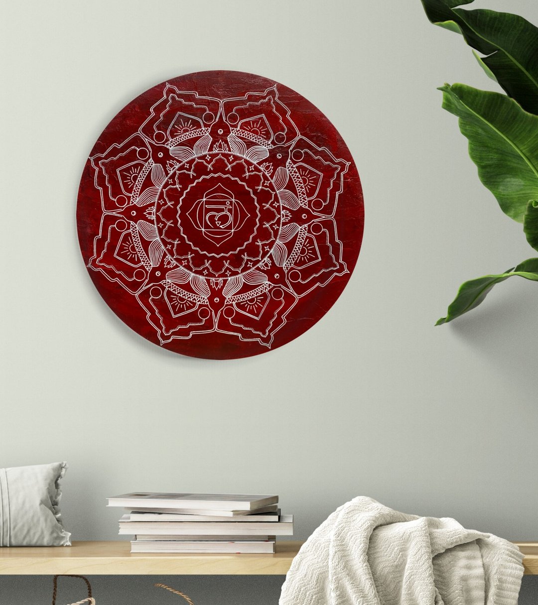 Spiritual art red mandala Muladhara root chakra Sacred geometry Meditation art - 墙贴/壁贴 - 压克力 红色