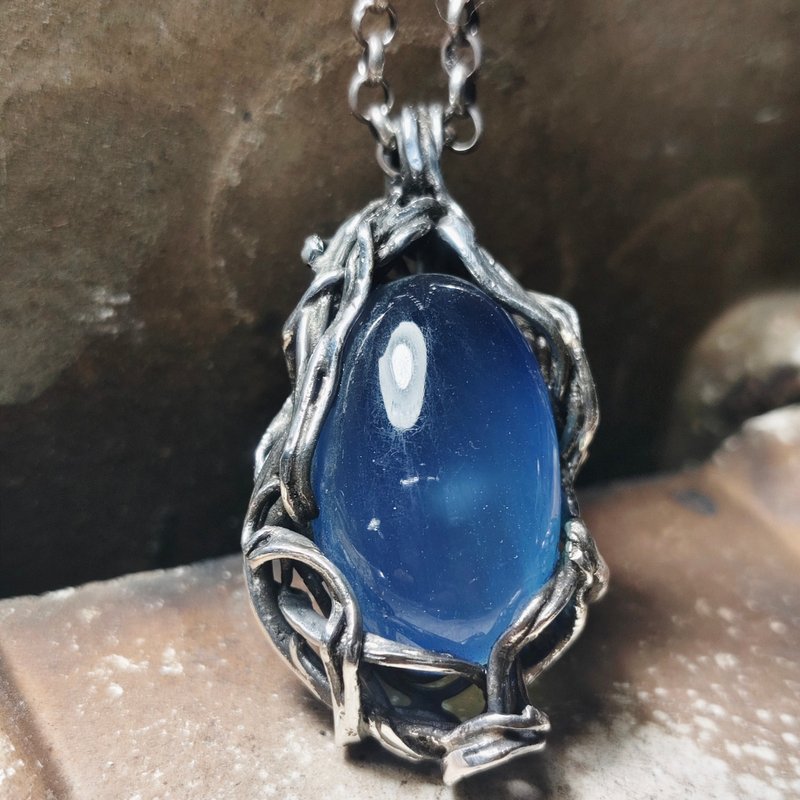 海蓝宝银吊墬 - 项链 - 宝石 蓝色