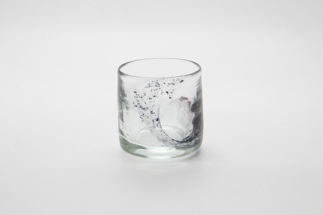 墨点流纹威士忌玻璃杯 250ml - 玻璃杯 - 玻璃 黑色