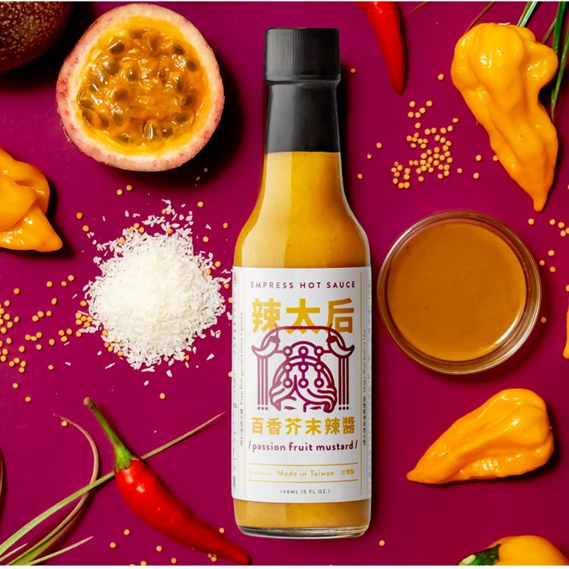 【饮控必备】百香芥末辣酱 Passion Fruit Mustard Hot Sauce - 酱料/调味料 - 玻璃 橘色