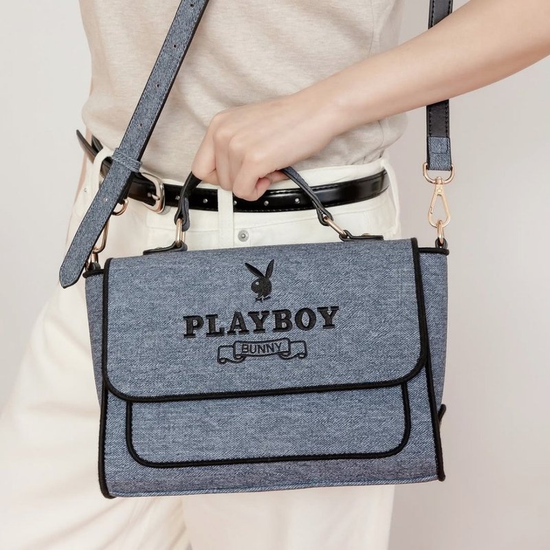 PLAYBOY - 翻盖手提包附长背带 Elevated系列 - 蓝色 - 手提包/手提袋 - 其他材质 蓝色
