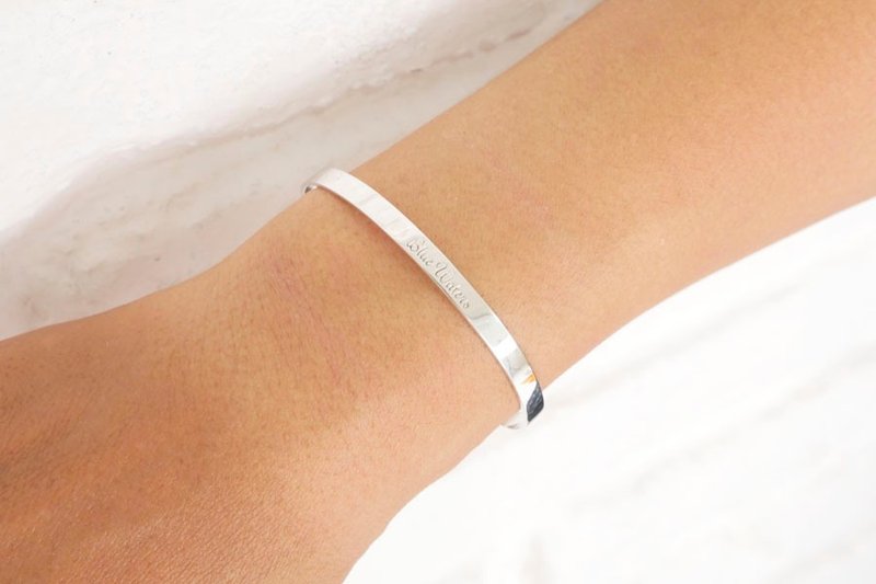 [Blue Waters] Original Simple Sterling Silver Bangle - 手链/手环 - 其他金属 银色