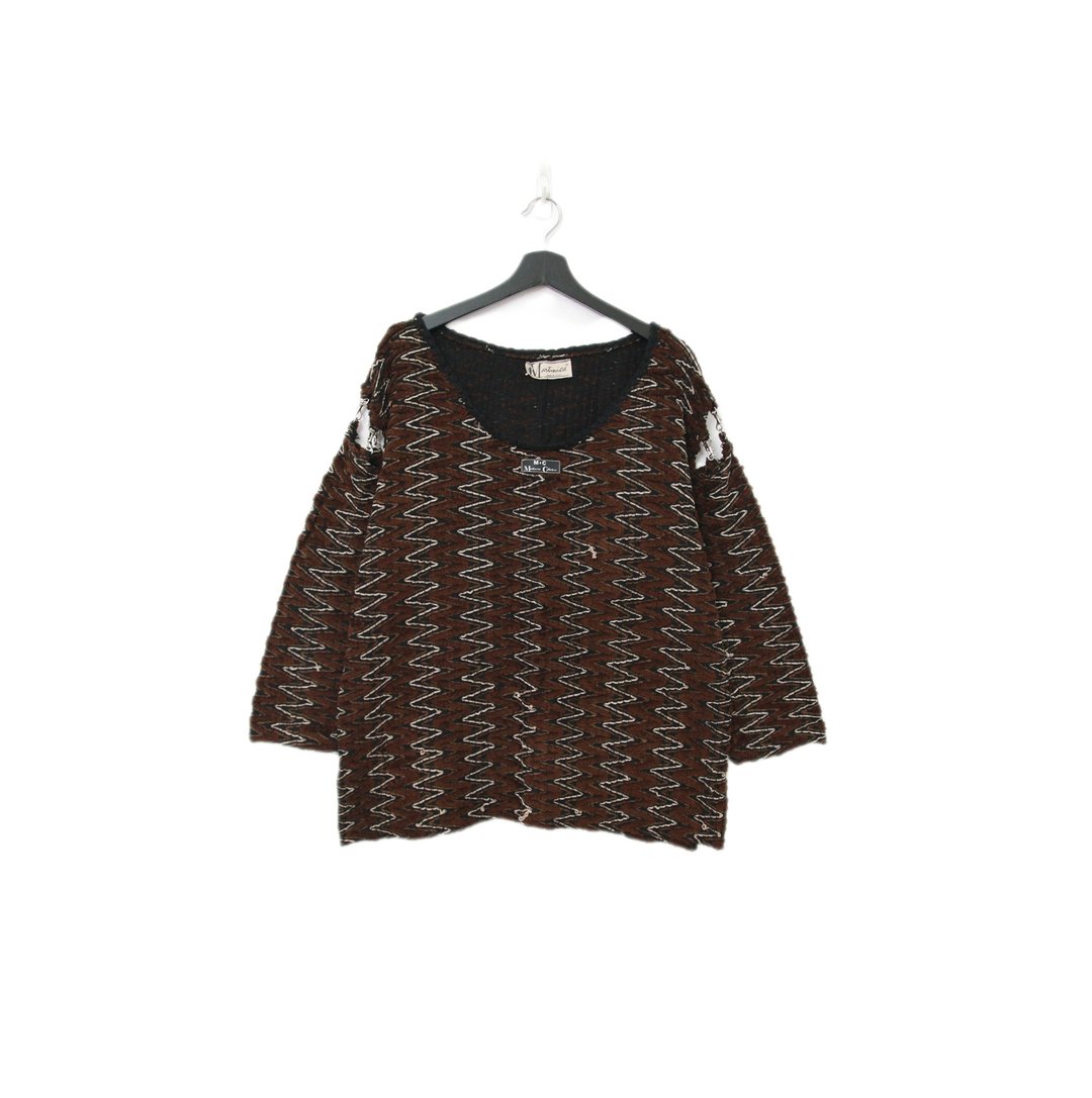 Back to Green-复古毛衣 大U领 拼接袖 ws-29 vintage sweater - 女装针织衫/毛衣 - 聚酯纤维 