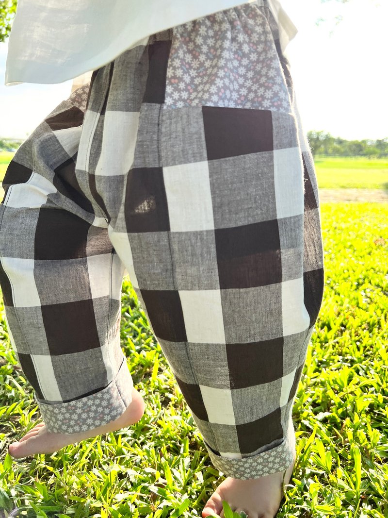 【樱桃小白花】90~120cm 柔软透气的棉麻裤 - 童装裤 - 棉．麻 咖啡色