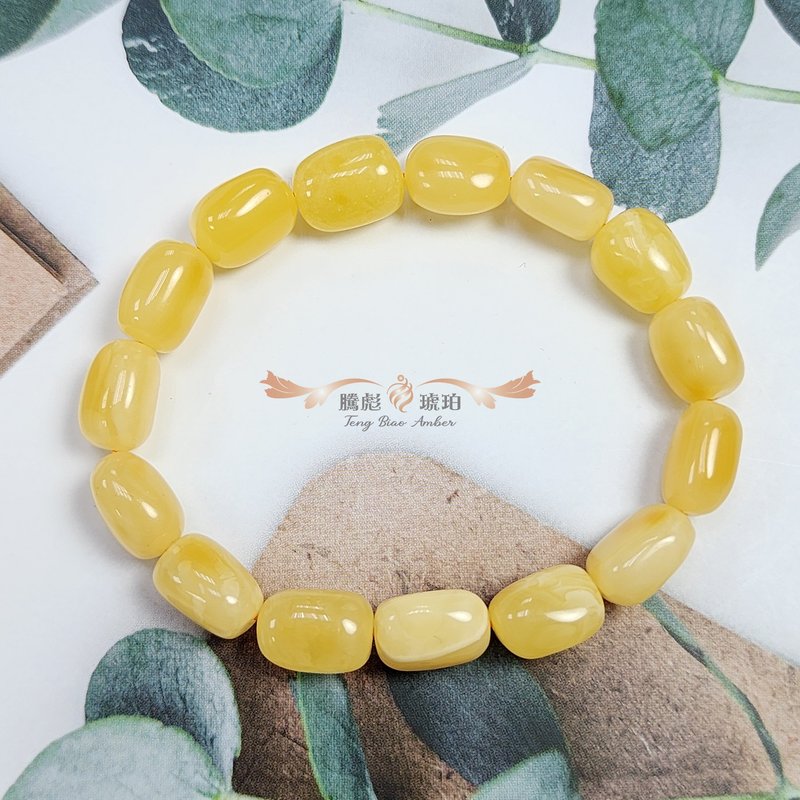 腾彪琥珀 天然琥珀蜜蜡 飘花色蜜蜡 沁色随形 小精品雅致款 手链 - 手链/手环 - 半宝石 黄色