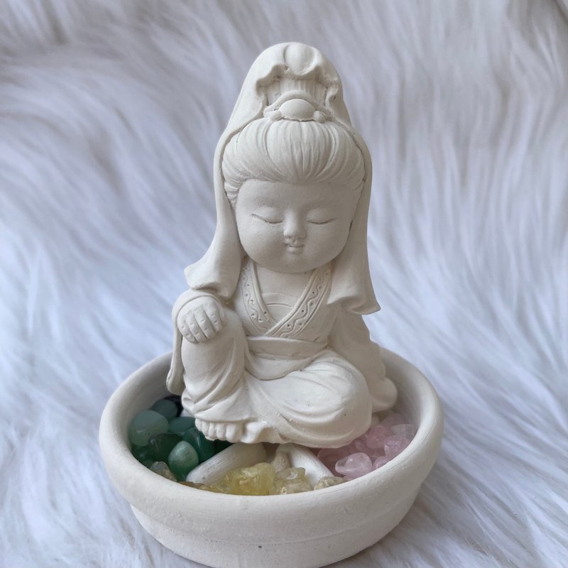 五行水晶矿石扩香 净念吉祥小佛之 观音 - 小盘组 扩香石复合 - 玩偶/公仔 - 其他材质 