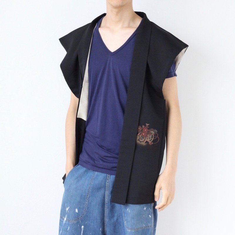 Kimono remake vest, black vest, Japanese fashion /4042 - 女装休闲/机能外套 - 聚酯纤维 黑色