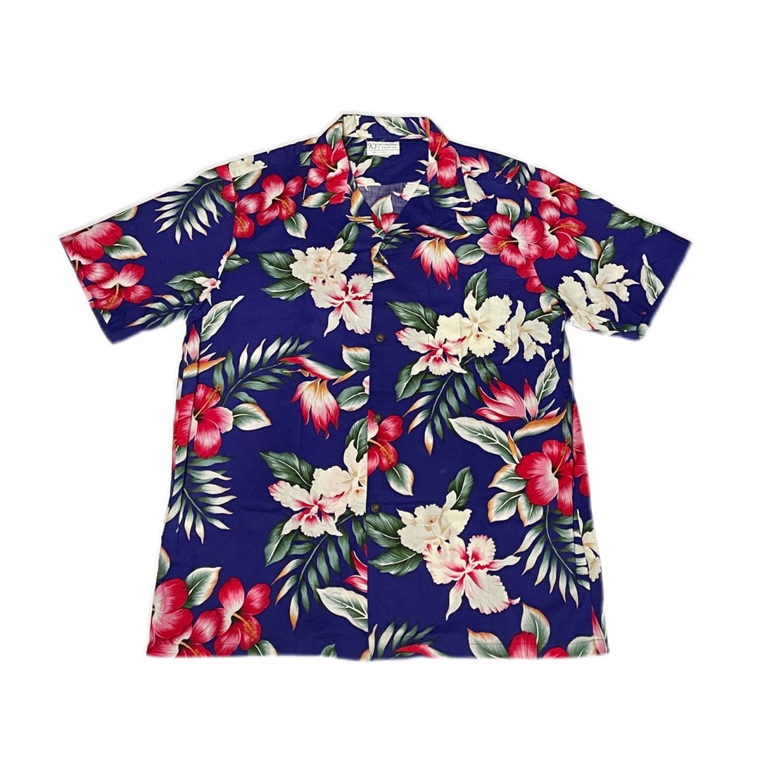 古着KYs International Fashion蓝底花朵夏威夷衬衫 - 男装衬衫 - 棉 多色