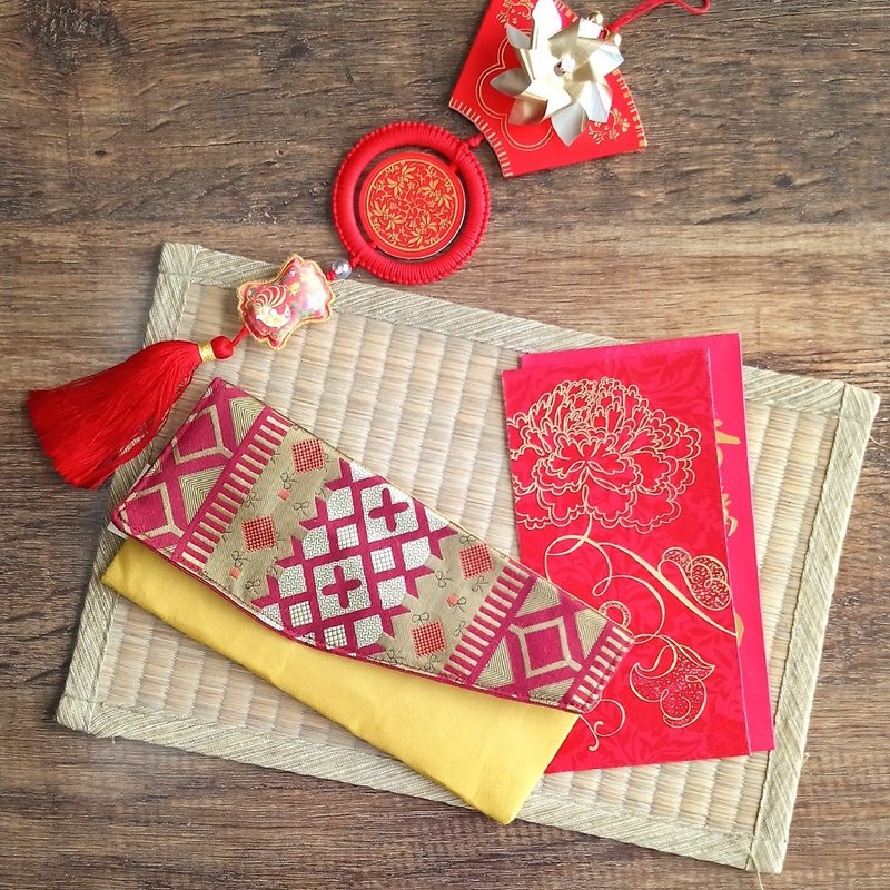 【绝版出清】红包收纳袋 (红金) - 化妆包/杂物包 - 棉．麻 红色