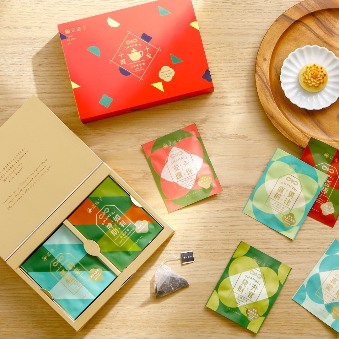 京盛宇 十全十美御守袋茶礼盒 -10 入茶包 (节庆红) 茶包礼盒/伴手礼 - 茶 - 新鲜食材 红色