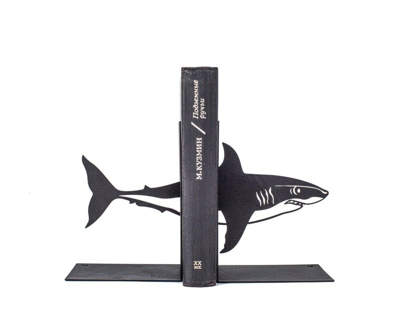 Metal Bookends Shark // FREE SHIPPING WORLDWIDE // - 摆饰 - 其他金属 黑色