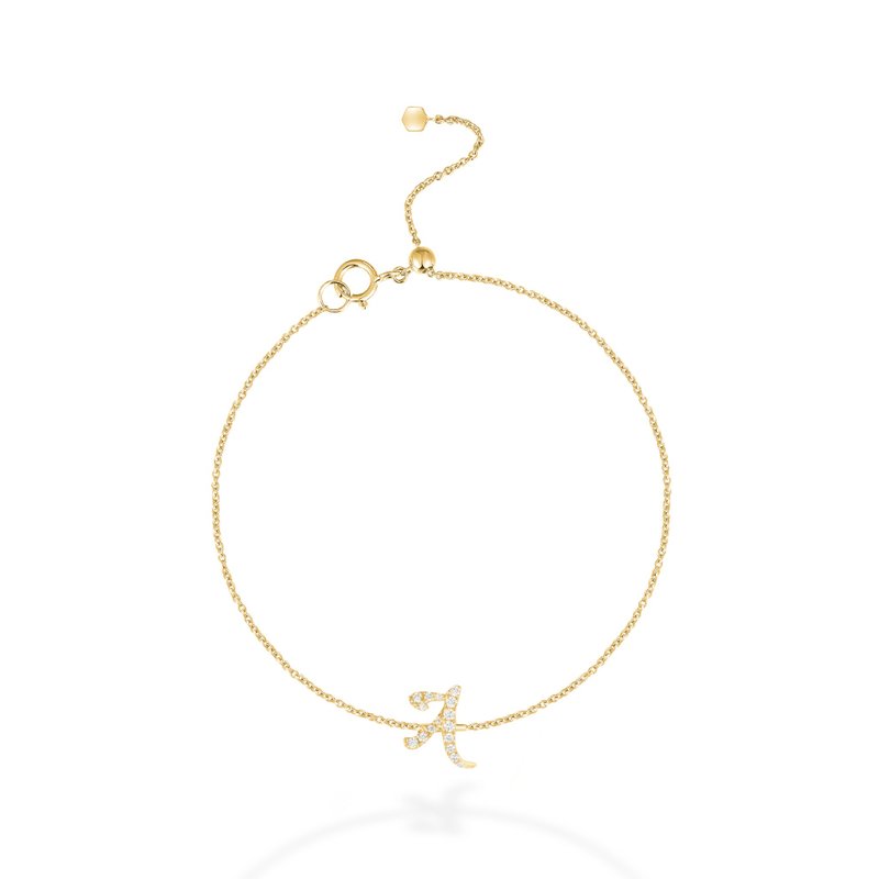 【mori】A字母钻石手链 【14k黄金】 - 手链/手环 - 钻石 金色
