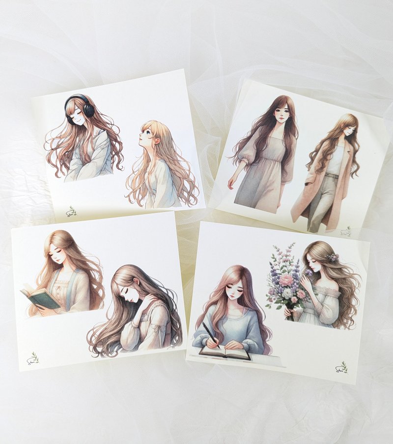 故事女孩-贴纸 (手帐拼贴素材) 手帐贴纸 人物 - 贴纸 - 纸 多色