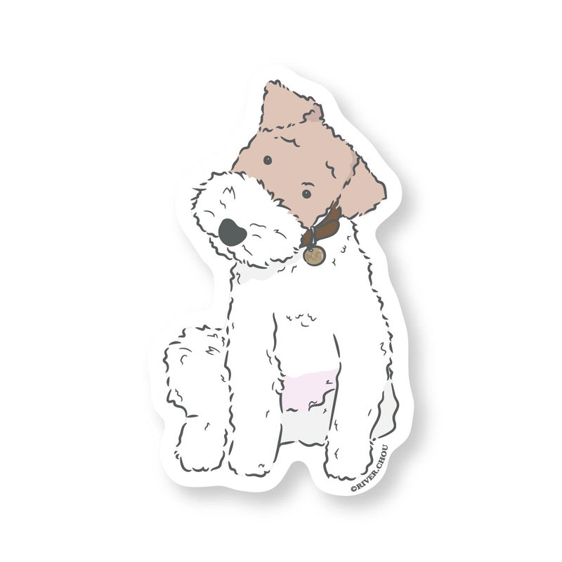 Wirefoxterrier 刚毛猎狐梗防水贴纸-歪头 - 贴纸 - 防水材质 白色