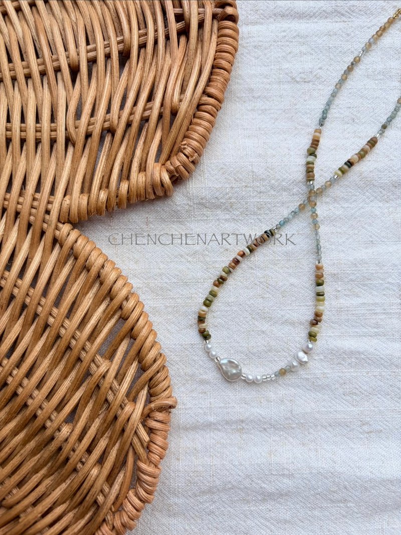 小岛散步 手作 串珠 串珠项链 珍珠项链 - 项链 - 其他材质 卡其色