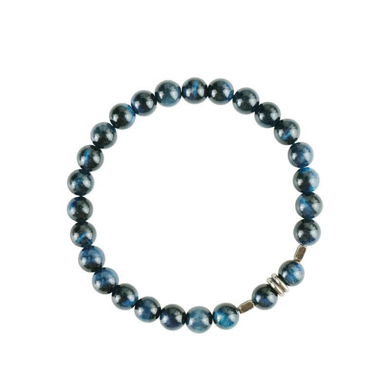 Op.54 复古天然石手链 古法手工做舊 藍虎眼石 - 手链/手环 - 半宝石 黑色