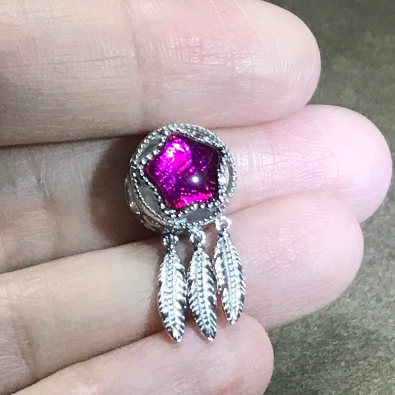 天铁陨石Meteorite吊坠桃红星星捕梦网情人节生日礼物 - 项链 - 其他材质 