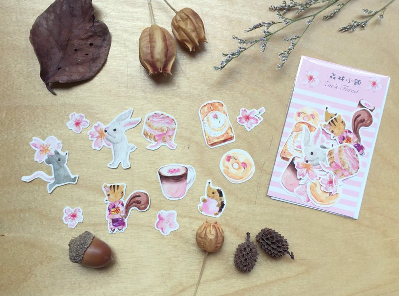 Zoe's forest 樱花粉红贴纸 - 贴纸 - 纸 粉红色