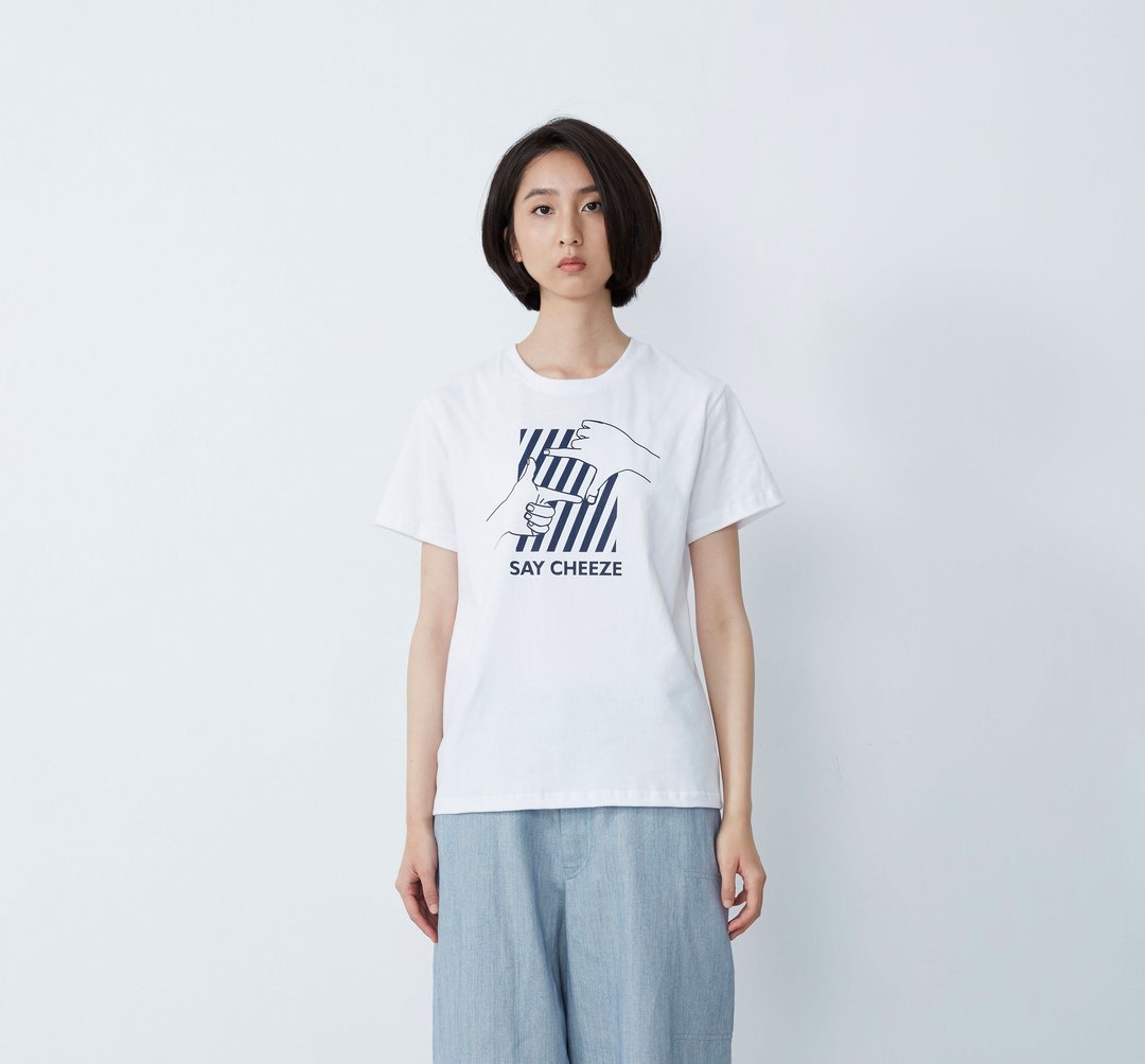 笑一个 - 随手擦眼镜纯棉Tee-白色 - 中性连帽卫衣/T 恤 - 棉 白色