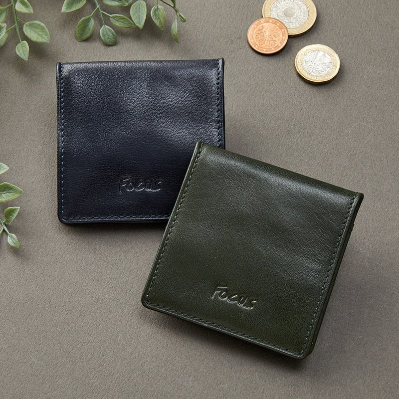 真皮方形轻薄小零钱包_蓝/绿2色任选(F0058)_植鞣革牛皮小钱包 - 零钱包 - 真皮 