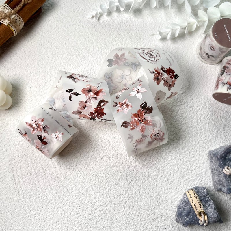 棕玫瑰遮蔽胶带 - 贴纸 - 其他材质 咖啡色