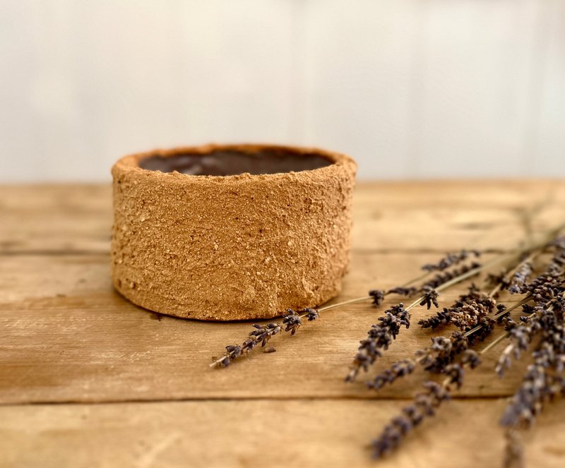 50006-质朴砂岩粗陶容器H7.5cm Rustic sandstone pottery vessel - 摆饰 - 陶 