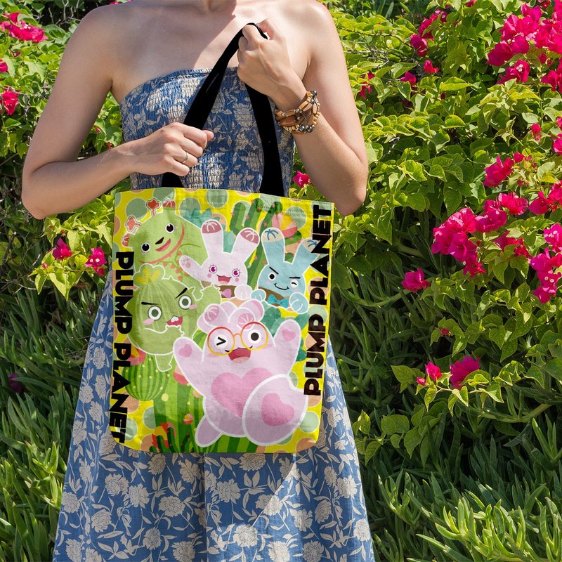 【Plump Planet Friends】帆布袋 | Play with US! 双面帆布袋 - 侧背包/斜挎包 - 棉．麻 多色