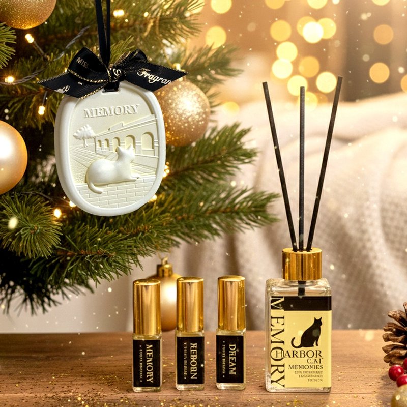 【包邮・买1送3】岛屿物语 猫咪祝福 圣诞扩香5件组礼盒 宠物友善 - 香薰/精油/线香 - 精油 金色