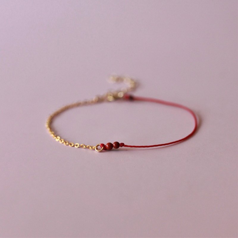 【礼物】献上祝福 吉祥开运 14k注金手链+ 红蜡线 生日、祝 - 手链/手环 - 其他金属 蓝色