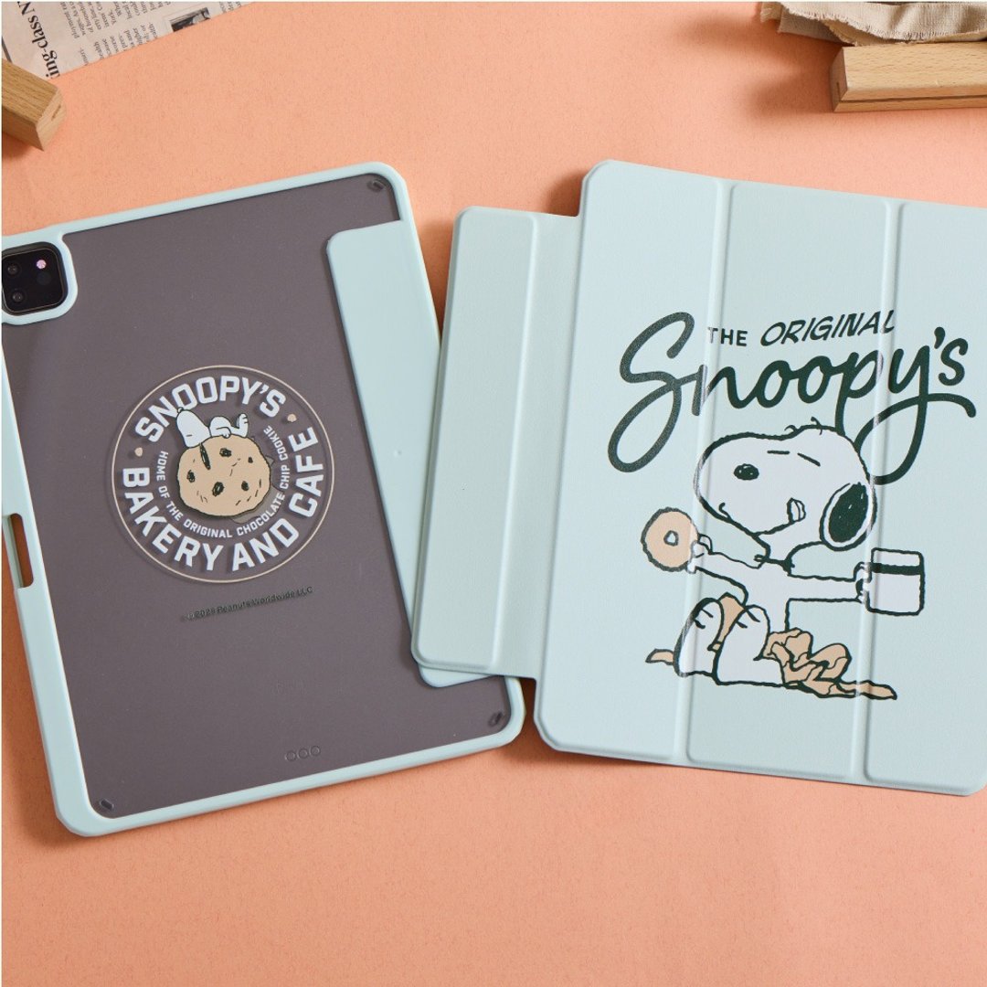 SNOOPY史努比牛奶甜甜圈强悍磁吸iPad三折保护壳 - 平板/电脑保护壳 - 塑料 多色