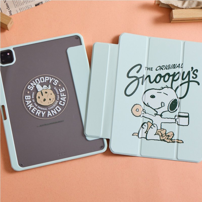 SNOOPY史努比牛奶甜甜圈强悍磁吸iPad三折保护壳 - 平板/电脑保护壳 - 塑料 多色