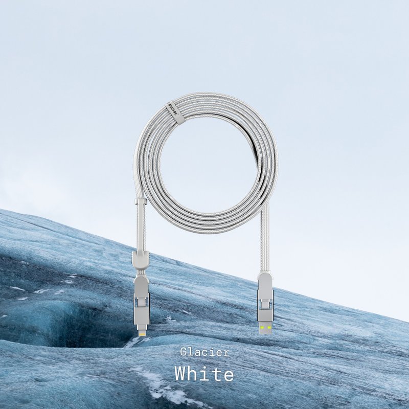 inCharge XL 六合一 100W充电传输线 300cm/USB-C快充版-冰钻白 - 充电宝/传输线 - 铝合金 白色