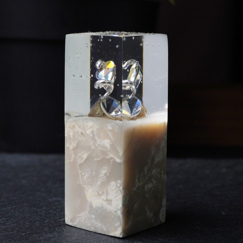 定制化手工印章-|银蛇树脂老巴林印章 2.2x2.2 CM|篆刻印章 - 印章/印台 - 石头 