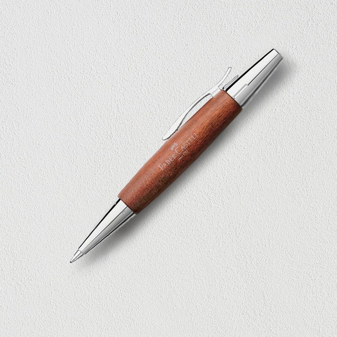 【Faber-Castell】E-MOTION 梨木亮面旋转原子笔 褐色 免费刻字 - 圆珠笔/中性笔 - 木头 咖啡色