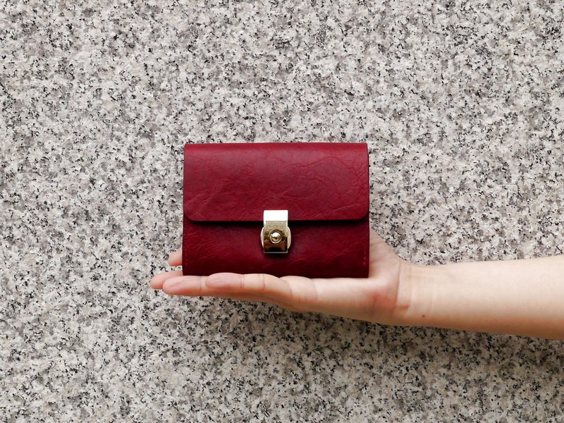 红色简约风琴短夹 - 皮夹/钱包 - 真皮 红色