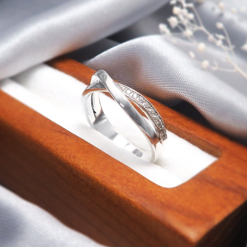 纯银刻字 星河交错 女戒 925纯银戒指 女生戒指 定制化订制 - 戒指 - 纯银 银色