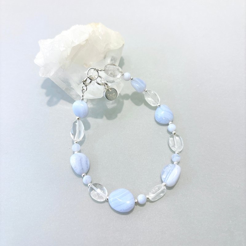 Ops Blue Lace Agate bracelet-蓝纹玛瑙/疗愈/纾压/蓝紫色/手链 - 手链/手环 - 宝石 蓝色
