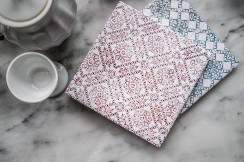 葡萄牙花砖杯垫 l B-2 l 于里斯本拍摄花砖图案后复刻设计 - 杯垫 - 陶 