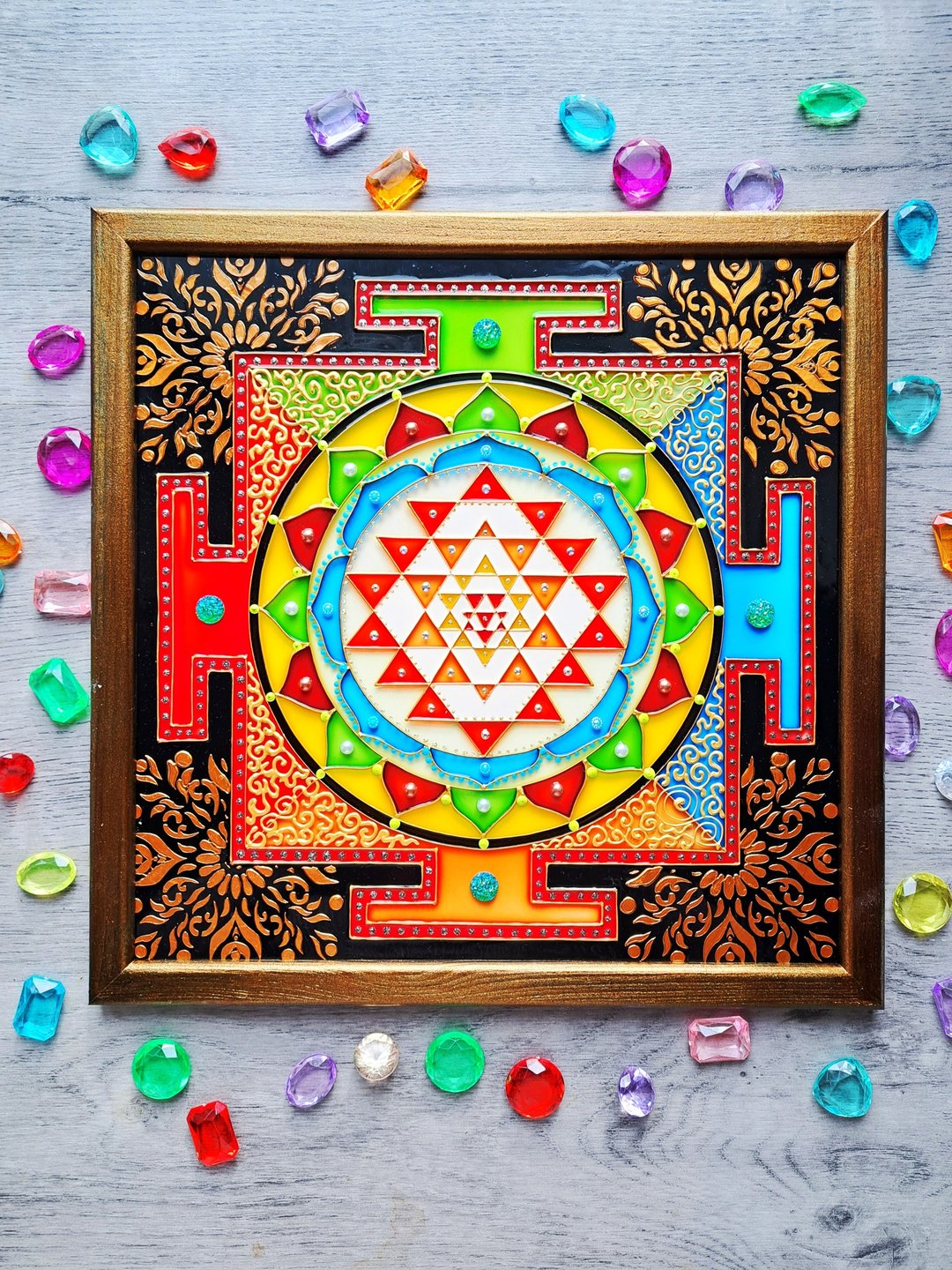 斯里兰卡Yantra  拉克希米查克拉吠陀占星术激励祝福Jyotish Vast - 墙贴/壁贴 - 玻璃 多色