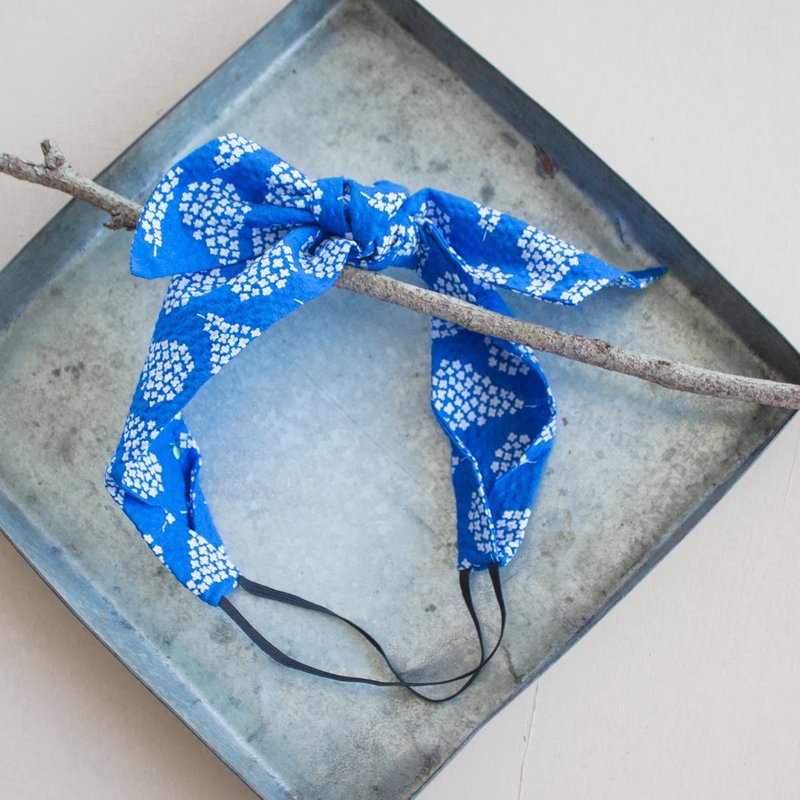 发之日 | 30系列.外加蝴蝶结式发带.发圈.礼物.菓子泡泡纱花布 - 发饰 - 棉．麻 蓝色