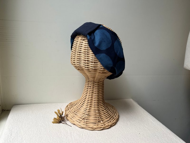 蓝圆-清爽大蝴蝶结发带ヘアバンド - 发带/发箍 - 棉．麻 