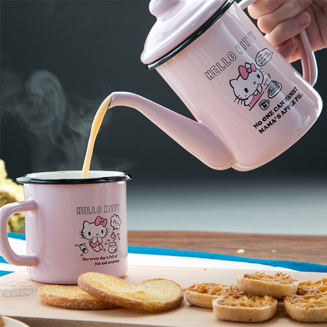 三丽鸥授权 Hello Kitty 珐琅杯壶组 - 茶具/茶杯 - 珐琅 粉红色