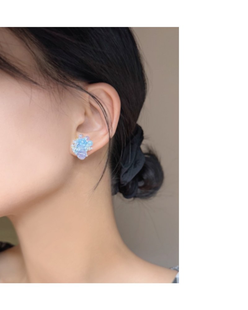 TeenyTinyCraft | Vivid • 天蓝 手工耳环 - 耳环/耳夹 - 玻璃 