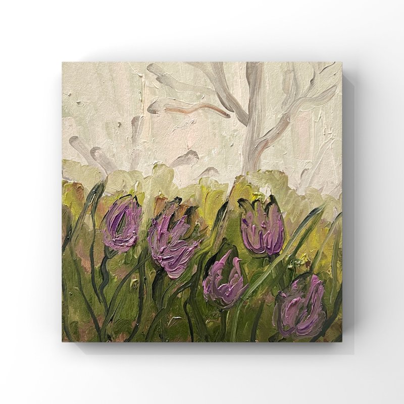 春季花园油画春季花卉艺术春季风景郁金香艺术品 - 海报/装饰画/版画 - 其他材质 紫色