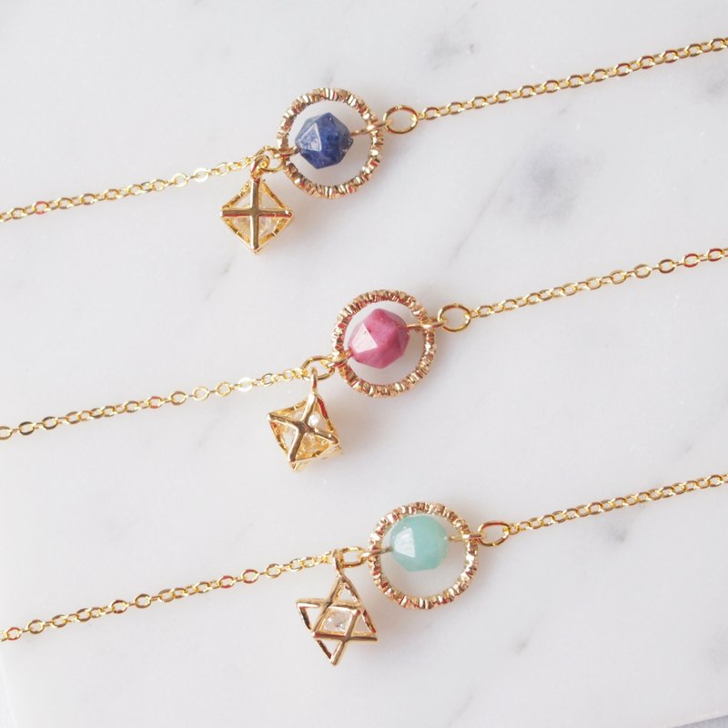 星月之旅 锆石六芒星 天河石/蓝纹石/蔷薇石 天然石 手链 - 手链/手环 - 其他金属 蓝色