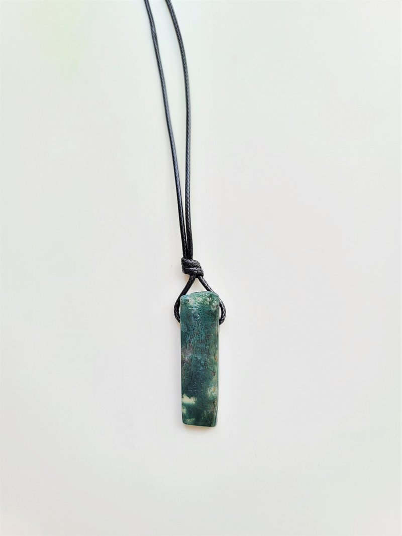 天然矿石水草玛瑙原石颈链项链 矿石项链 男项链 颈绳 欧美风 - 项链 - 宝石 绿色