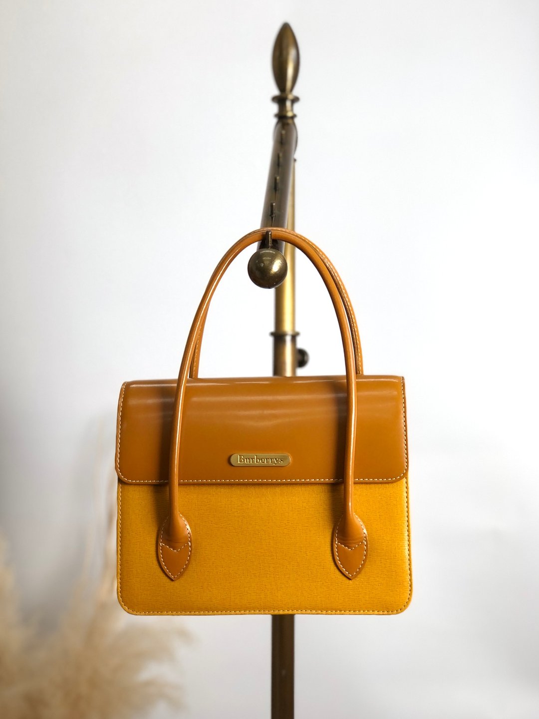 【日本直送，名牌二手包装】BURBERRY巴宝莉手提包驼色logo皮革vintage复古老edx3tb - 手提包/手提袋 - 真皮 咖啡色